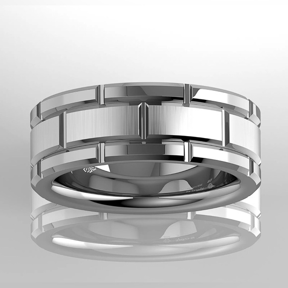 8mm Men's Tungsten Carbide Ring
Silver Wedding Band Brick Pattern Size 13 - Picture 3 of 3